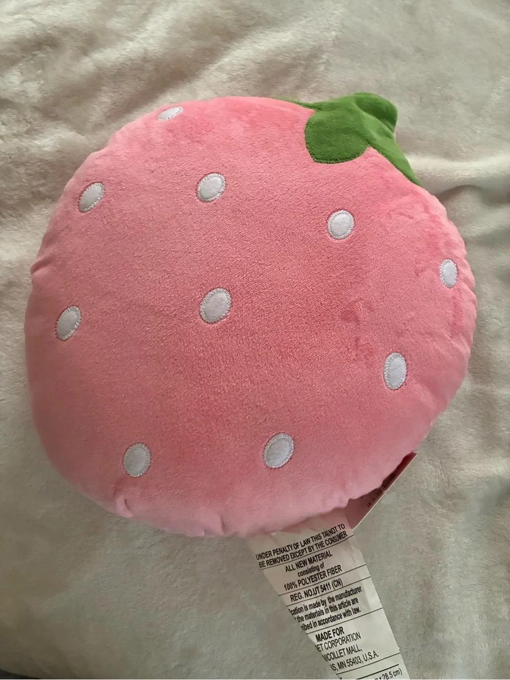 Pink Strawberry Plush Pillow Soft Cozy Cushion Cute Gift For Kids And Teens